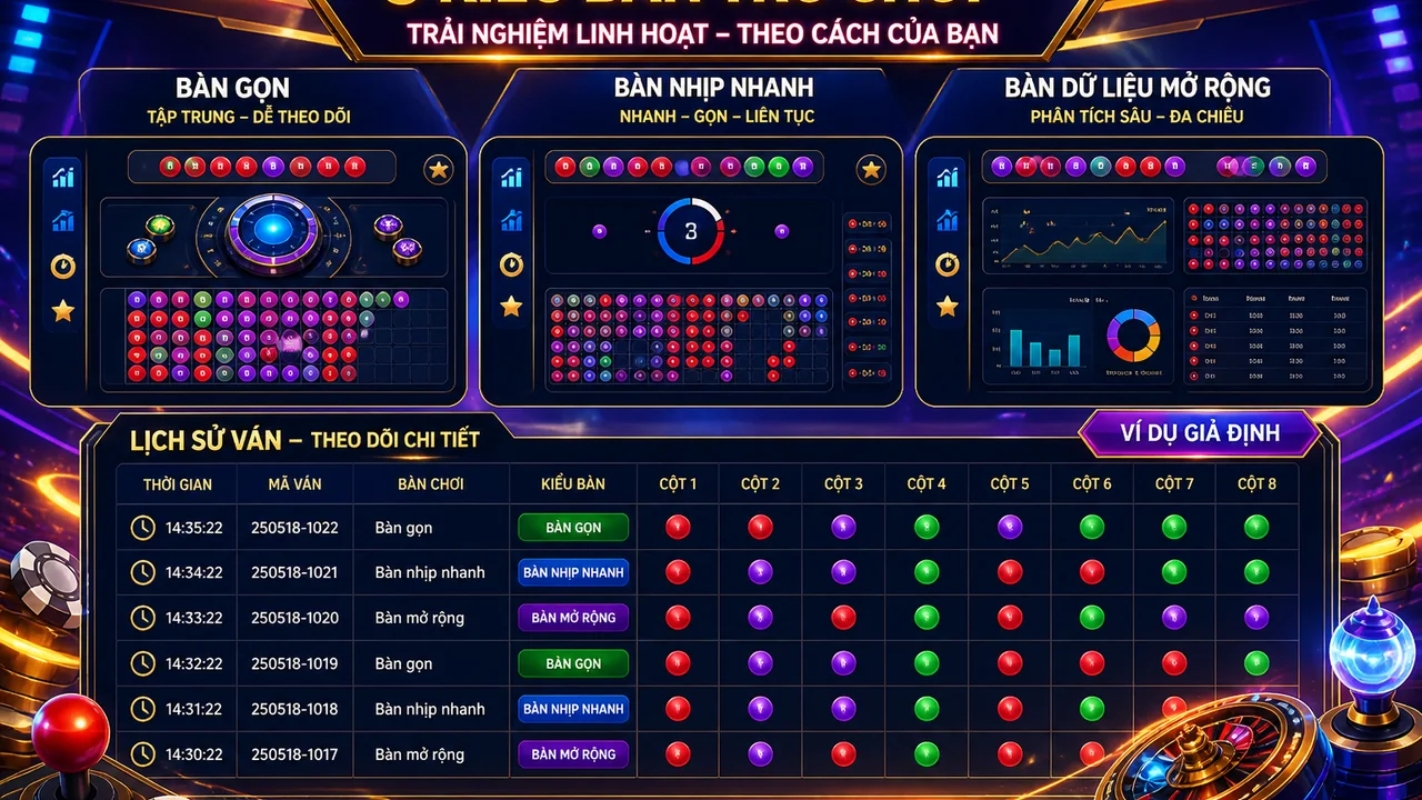 Đọc lịch sử bàn dễ hơn: so sánh các kiểu bàn f168 theo dữ liệu hiển thị